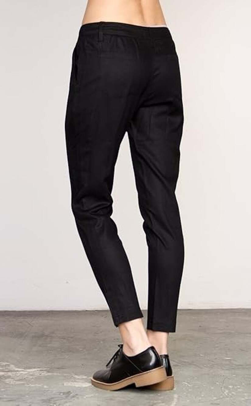 NWT RVCA Lowlands Twill Soft Pants Women 24 Black Mid Rise Stretch Casual Skater